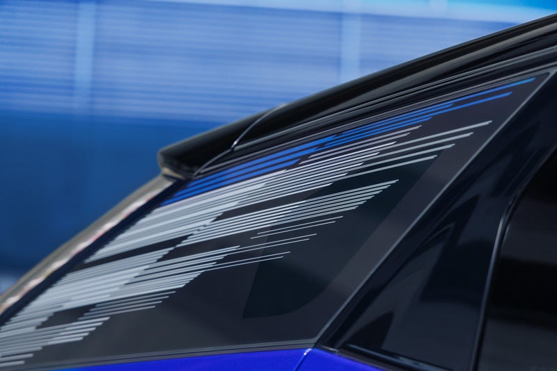 Close-up of the Modern Pattern on the 2026 OPTIQ-V Rear Quarter Glass | Alexander Cadillac in Oxnard CA